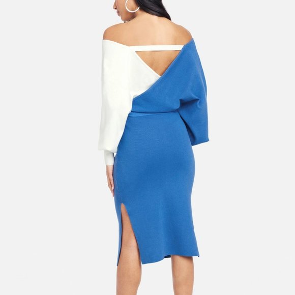 bebe - Surplice Color Block Sweater Dress - Picture 3 of 5